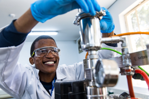 person working on machine